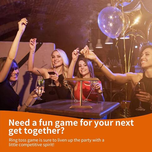 Ring Toss Game for Adults - Wooden Ring Hook Tossing Game, Hook and Ring Game On a String, 2 Player Battle Ring Hook Game, Table Top Ring Swing Game for Outdoor, Party in Saudi Arabia