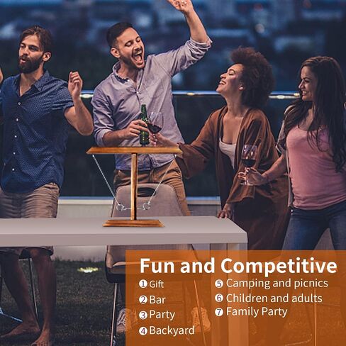 Ring Toss Game for Adults - Wooden Ring Hook Tossing Game, Hook and Ring Game On a String, 2 Player Battle Ring Hook Game, Table Top Ring Swing Game for Outdoor, Party in Saudi Arabia