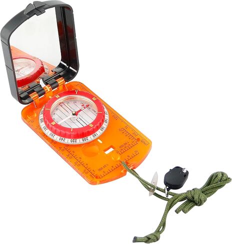 Sighting Mirror Compass, Mirror Sighting Map Orienteering Compass with Adjustable Declination and LED Professional Grade Compass Survival Camping Hiking Compass Backpacking Clinometer Camping Gifts in Saudi Arabia