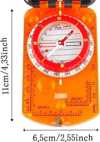 Sighting Mirror Compass, Mirror Sighting Map Orienteering Compass with Adjustable Declination and LED Professional Grade Compass Survival Camping Hiking Compass Backpacking Clinometer Camping Gifts in Saudi Arabia