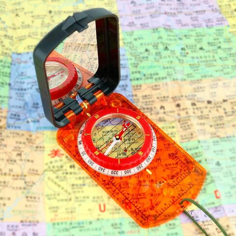 Sighting Mirror Compass, Mirror Sighting Map Orienteering Compass with Adjustable Declination and LED Professional Grade Compass Survival Camping Hiking Compass Backpacking Clinometer Camping Gifts in Saudi Arabia
