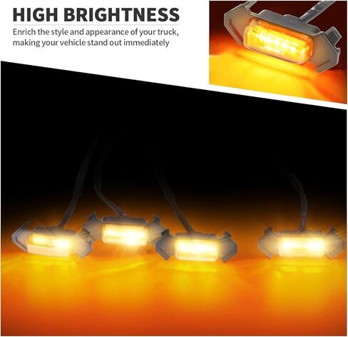 مصابيح شواية Led كهرمانية لشبكة أمامية Toyota Tacoma TRD PRO 2016-2023 مع مصهر (4 قطع مصابيح LED للشواية، أصفر كهرماني) in Kuwait