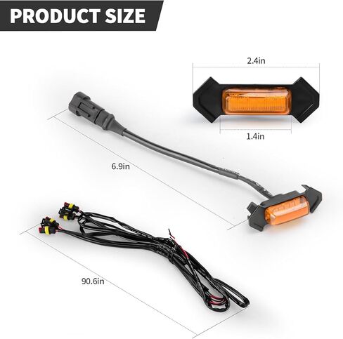 مصابيح شواية Led كهرمانية لشبكة أمامية Toyota Tacoma TRD PRO 2016-2023 مع مصهر (4 قطع مصابيح LED للشواية، أصفر كهرماني) in Kuwait