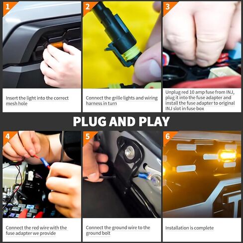 مصابيح شواية Led كهرمانية لشبكة أمامية Toyota Tacoma TRD PRO 2016-2023 مع مصهر (4 قطع مصابيح LED للشواية، أصفر كهرماني) in Kuwait