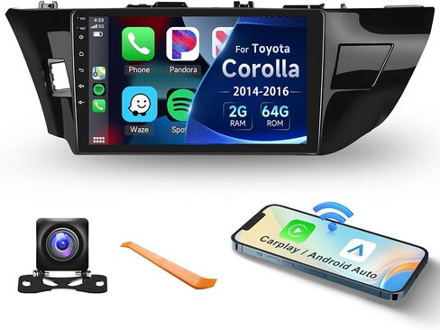 【2G+64G】 راديو سيارة لسيارة Toyota Corolla/Levin 2014-2017 مع Carplay لاسلكي/Android Auto، ستيريو سيارة Android مع شاشة لمس 10.1 بوصة GPS Navi WiFi Bluetooth FM/RDS Mirror Link SWC كاميرا احتياطية in Saudi Arabia