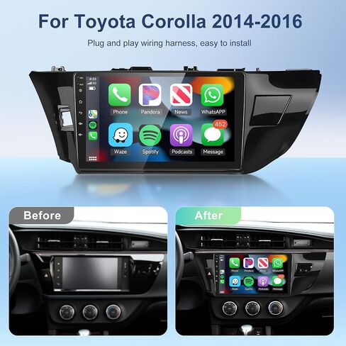【2G+64G】 راديو سيارة لسيارة Toyota Corolla/Levin 2014-2017 مع Carplay لاسلكي/Android Auto، ستيريو سيارة Android مع شاشة لمس 10.1 بوصة GPS Navi WiFi Bluetooth FM/RDS Mirror Link SWC كاميرا احتياطية in Saudi Arabia