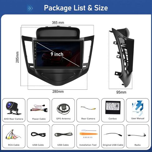 ستيريو سيارة 2+64G Android 13 لسيارة Chevy Cruze 2009-2015 مع Apple Carplay Android Auto، راديو سيارة بشاشة لمس 9 بوصات مع WiFi، نظام ملاحة GPS، بلوتوث، FM/RDS، SWC، كاميرا احتياطية HiFi+AHD in Saudi Arabia
