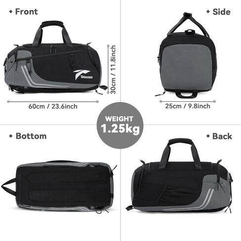 Tolaccea Gym Bag for Men, 45L Travel Duffel Bag, Weekender Bags, Carry on Backpack with Wet Pocket & Shoes Compartment, Sport Duffel Bag for Workout, Hiking, Climbing in Saudi Arabia