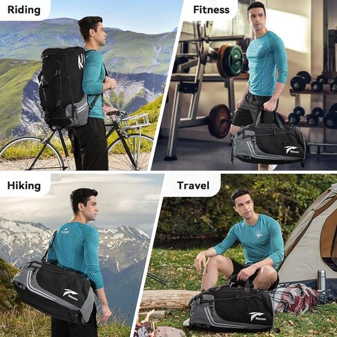 Tolaccea Gym Bag for Men, 45L Travel Duffel Bag, Weekender Bags, Carry on Backpack with Wet Pocket & Shoes Compartment, Sport Duffel Bag for Workout, Hiking, Climbing in Saudi Arabia