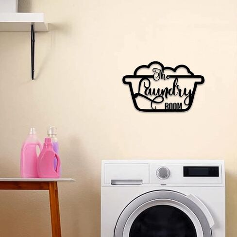 Laundry Room Decor Sign, Vintage Metal Wall Art Decoration, Rustic Cute Laundry Room Bakcdrop Hanging Decor Laundry Room Decor and Accessories, 13.4 x 9.4 inch, Black… in Saudi Arabia