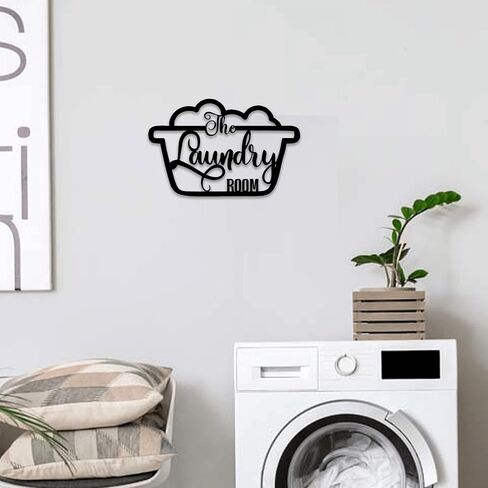 Laundry Room Decor Sign, Vintage Metal Wall Art Decoration, Rustic Cute Laundry Room Bakcdrop Hanging Decor Laundry Room Decor and Accessories, 13.4 x 9.4 inch, Black… in Saudi Arabia