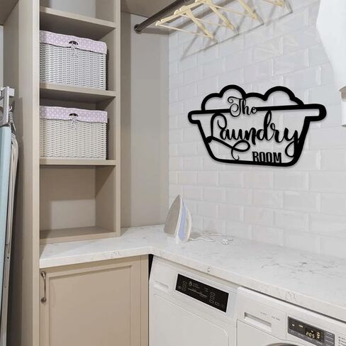 Laundry Room Decor Sign, Vintage Metal Wall Art Decoration, Rustic Cute Laundry Room Bakcdrop Hanging Decor Laundry Room Decor and Accessories, 13.4 x 9.4 inch, Black… in Saudi Arabia