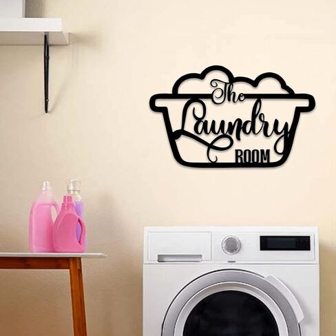 Laundry Room Decor Sign, Vintage Metal Wall Art Decoration, Rustic Cute Laundry Room Bakcdrop Hanging Decor Laundry Room Decor and Accessories, 13.4 x 9.4 inch, Black… in Saudi Arabia