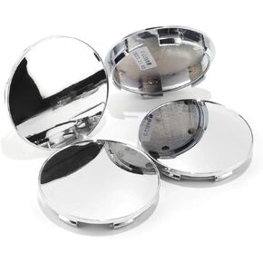 Wheel Center Caps 2.6IN 66MM Snap in Wheel Center Hubcaps ABS Universal Center Cover Replacement-4Pcs Chrome Silver, Outer 2.6in/66mm Inner 2.38/60.3mm