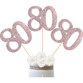 10-Pack Double Sided Glitter 80th Birthday Centerpiece Anniversary Centerpiece Sticks, Number 80 Table Topper Cake Topper for 80th Birthday Anniversary Table Party Decorations (Double Sided black)