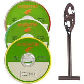 Aventik Tippet Leader Fly Line 3PACK with Tippet Holder Premium Copolymer Highest Wet Knot Strength Super Strong Flexible Low Memory Fly Fishing Bass Carp Saltwater 30M/Spool 0X 1X 2X 3X 4X 5X 6X
