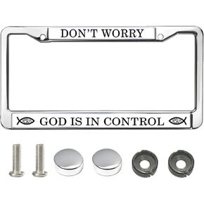 Stainless Steel Metal License Plate Frame There is Power in The Name of Jesus Bible Verse Christian Gift 2 Holes