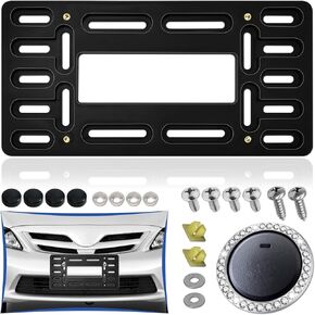 Front License Plate Bracket for Toyota 2000-2023, Front Bumper License Plate Mounting Kit, 2 Drill Holes Car Tag Holder with Screw Bolt Caps