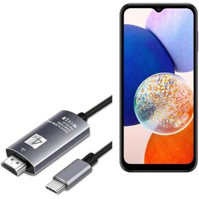 كابل BoxWave متوافق مع هاتف Samsung Galaxy A14 5G - كابل SmartDisplay - USB من النوع C إلى HDMI (6 أقدام)، كابل USB C/HDMI - أسود لامع in Kuwait