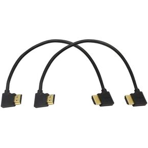 كابل محول ذكر HDMI ذكر عالي السرعة مطلي بالذهب 90 زاوية من اليمين إلى اليسار يدعم إيثرنت وثلاثي الأبعاد وإرجاع الصوت (0.3M 2Pack LL-LL) in Kuwait