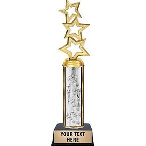 Crown Awards Three Star Trophies, Personalized Silver Three Star Trophy with Custom Engraving Prime