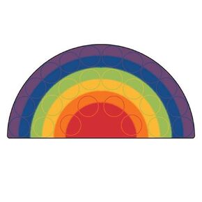 Carpets for Kids 1262 Rainbow Rows Classroom Seating Rug 6ft x 12ft Semi-Circle Multi Color