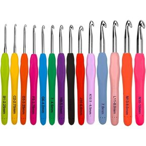 Mdoker Extra Long Crochet Hooks Size(2.25mm-10mm) Ergonomic Grip Soft Handles for Handmade DIY Crocheting Crochet Hook Needles for Arthritic Hands
