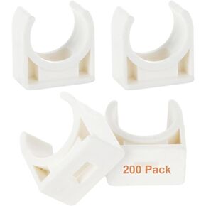 200 Pack 1/2 Inch PVC Water Pipe Clamps, 16mm White Pipe Clamp Clip, U-Shaped Buckles Clip for Water Pipes Tubing Hoses Hanger Support