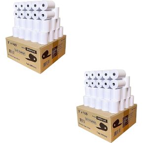 BuyRegisterRolls 1-Ply 3 inch x 165' Paper 50 GSM (100 Coreless Rolls) - Blended Bond 1 Ply Kitchen Printer Paper