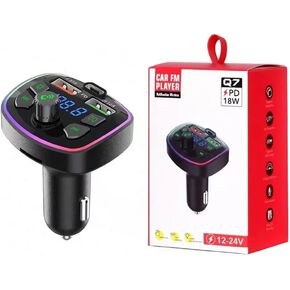 جهاز إرسال FM بلوتوث للسيارة، منفذ USB مزدوج وشاحن سيارة PD من النوع C، يدعم مشغل MP3، مكالمات بدون استخدام اليدين، إضاءة خلفية LED بـ 7 ألوان، جهاز إرسال راديو FM لاسلكي، محول بلوتوث للسيارة