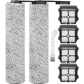isinlive Floor ONE S5 Brush Roller Replacement Parts for Tineco Floor ONE S5/ Floor ONE S5 PRO 2 Cordless Wet Dry Vacuum Cleaner, 2 Pack Brush Roller, 4 Pack HEPA Filters and 1 Pack Cleaning Brush