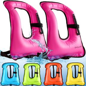 2 Pcs Inflatable Vests for Adults Safety Vest for Adults Vest Portable Swim Vest Jackets, Adjustable Kayaking Jackets Safety Vests(Fluorescent Green, Green, Classic)