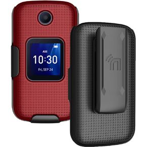Case with Clip for Go Flip 4 / TCL FLIP Pro Phone, Nakedcellphone Slim Hard Shell Cover and [Rotating/Ratchet] Belt Hip Holster Holder Combo for Alcatel 4056W, 4056L, 4056Z, 4056V - Black