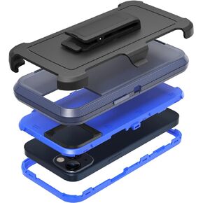 Rugged Phone Case for Apple iPhone 14 Plus, with Belt Clip Holster & Kickstand Heavy Duty Shockproof Protective Full Body Case Cover for iPhone 14 Plus 6.7 inch Phone (Black)
