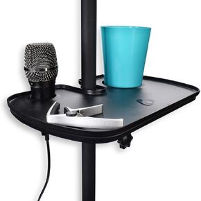 Microphone Stand Tray - Mic Clamp-On Accessory Table with Cup Holder - Perfect Attachment Desk for Music Accessories