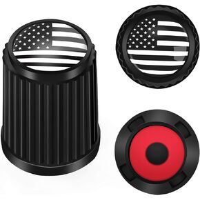 Tire Valve Stem Caps Plastic,Black American Flag Valve Stem Dust Covers with O Rubber Ring Seal for Cars, SUVs, Bike and Bicycle, Trucks, Motorcycle (10 Pack)