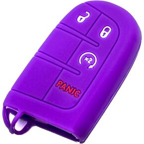 Silicone Key Fob Cover Fit for Dodge Durango Journey Dart Challenger Jeep Compass Renegade Grand Cherokee Fiat 500X Chrysler | Car Accessories | Remote Key Protection Case - Black & Rose
