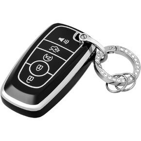 OFFCURVE Key Fob Cover with Keychain for Ford Fusion Explorer Escape F150 F250 F350 F450 F550 Edge Maverick Expedition Lincoln Aviator 5 Buttons Smart Key Holder, Pink/Pattern Random