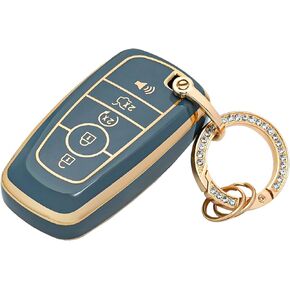 غطاء مفتاح Fob من OFFCURVE مع سلسلة مفاتيح لسيارة Ford Fusion Explorer Escape F150 F250 F350 F450 F550 Edge Maverick Expedition Lincoln Aviator 5 أزرار حامل مفاتيح ذكي، وردي/نمط عشوائي