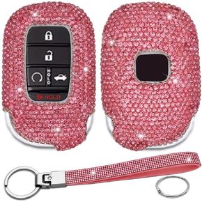 Key Fob Cover Case Keychain Compatible with Honda Accord Civic CRV Pilot Odyssey Passport Bling Crystal Diamond Key Case (Model B, Silver)
