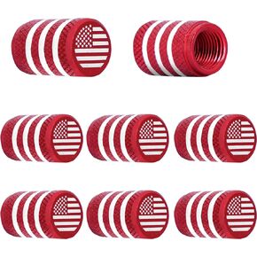 American Flag Car Tire Valve Stem Caps, 8PCS Tire Valve Caps, Black Red, Universal for Sedan, SUV, Truck, Bicycle and Motorcycle (Black)