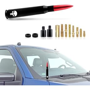 1 PC 5.4In Car Truck Bullet Antenna, Car Retrofit Antenna for Ford F150 Jeep Wrangler Chevrolet, Car Wash Proof Heavy Duty Pickup Trucks Accessories, Compatible with Most Car Models (Black)