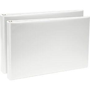 Avery Heavy-Duty View 3 Ring Binders, 1" Slant Rings, Holds 11" x 17" Paper, White, 2 Pack (17707)