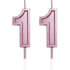 11th Birthday Candles Number 11 Cake Topper Happy Birthday Decoration for Girls Boys Women Men Party Wedding Anniversary Celebration (Rose Gold)