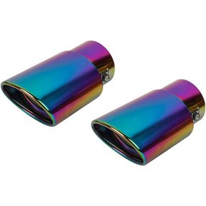2PCS Stainless Steel Car Exhaust Tail Muffler Tip Pipes Universal Fit Pipe Diameter 1.5 inch to 2.25 inch (Black,Curved)