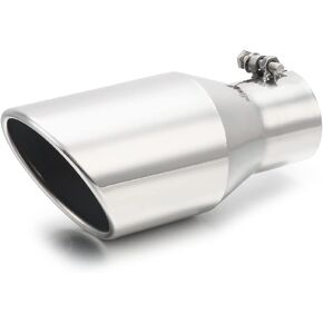 LCGP 2.5 Inch Inlet Exhaust Tip,2.5" x 4" x 9" Polished Exhaust Tailpipe Tip for Truck With Bolt On Design