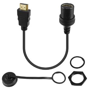 QIANRENON Micro HDMI 2.0 to HDMI 2.0 Threaded Fixed Mount Waterproof Cable 4K Micro HDMI Male to HDMI Female Car Dashboard Extension Cable 4K@60Hz, for Phone Camera Car Navigation Tablet,30cm/11.8in