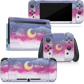 Tacky Design Clouds Skin Compatible Nintendo Switch Skin Wrap Cover, Moon Stickers, Premium Vinyl 3M Full Wrap Decal, Purple Starry Sky in Kuwait
