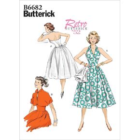 Butterick B6682E5 Women's Vintage Dress and Jacket Sewing Patterns, Sizes 14-22