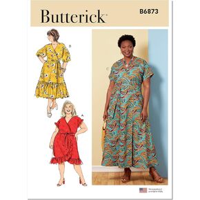 Butterick Misses' Sash and Wrap Dress Sewing Pattern Kit, Design Code B6873, Sizes 18W-20W-22W-24W